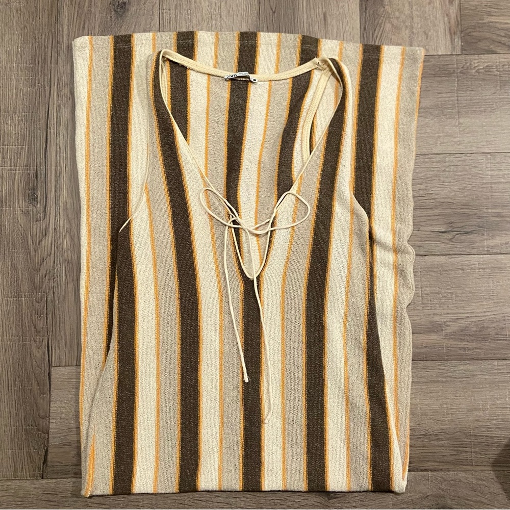 Zara Multicolored Striped Dress Swim Coverup Size Medium